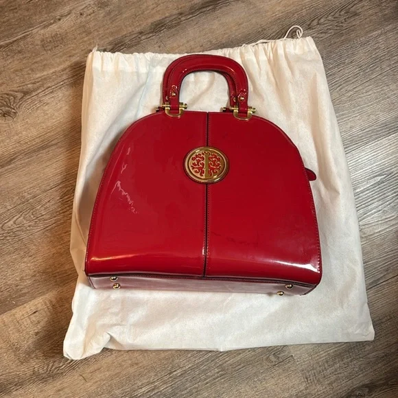 EUC Red Patent leather gold accent Ivanka Trump hand bag - Picture 2 of 12